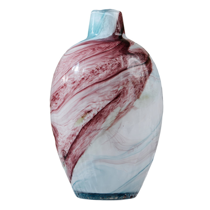 Hand-blown colored glass table modern vase with irregular ink and wash texture decorative fashionable vase