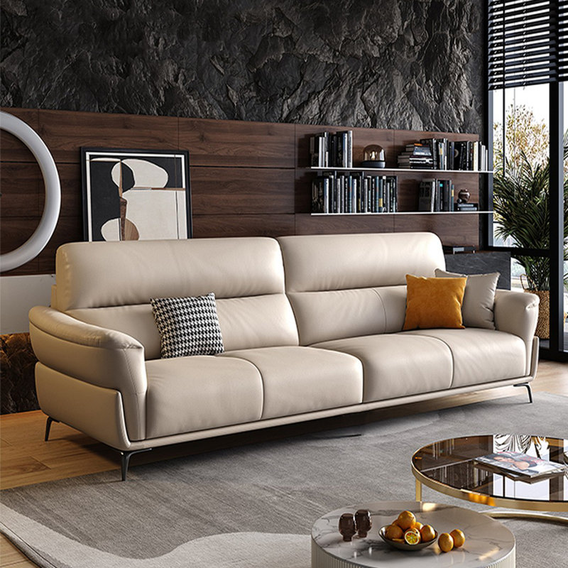 Canapé standard en cuir véritable blanc crème, H 37,01 po x l 74,8 po x P 36,22 po