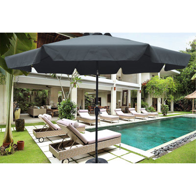 Parasol de patio de 10 pi avec rabat, 8 baleines, inclinable et manivelle, gris / anthracite, mât de 1,49 po, fonction de manivelle résistante à l'auvent, teinture