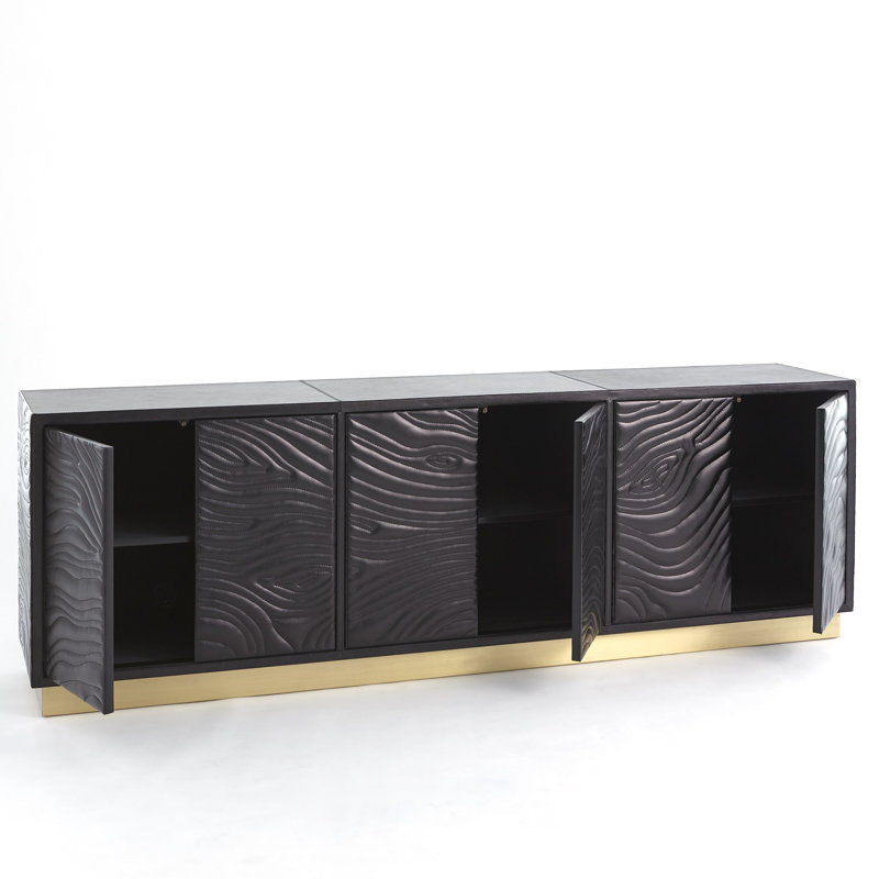 Forest Long Cabinet-Charcoal Leather