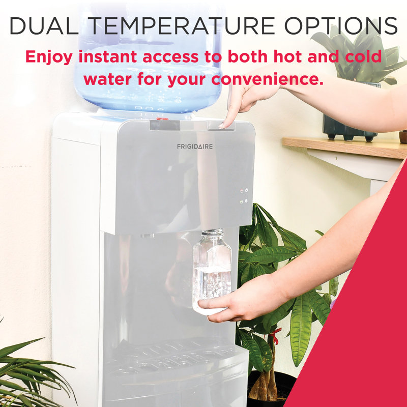 Distributeur d'eau chaude et froide Frigidaire, refroidisseur d'eau à chargement par le haut pour bouteilles de 3 et 5 gallons, blanc