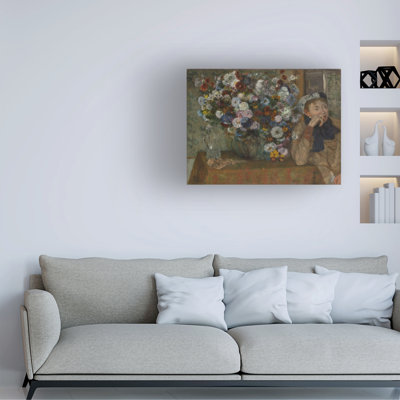 Art sur toile, "maîtres" à côté d'un vase de fleurs