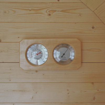 Thermomètre et hygromètre en bois de pin fixé au mur