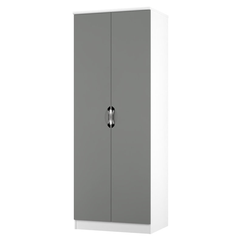 Bhodhini 2 Door Wardrobe, Grey/White, 196cm H x 74cm W x 53cm D