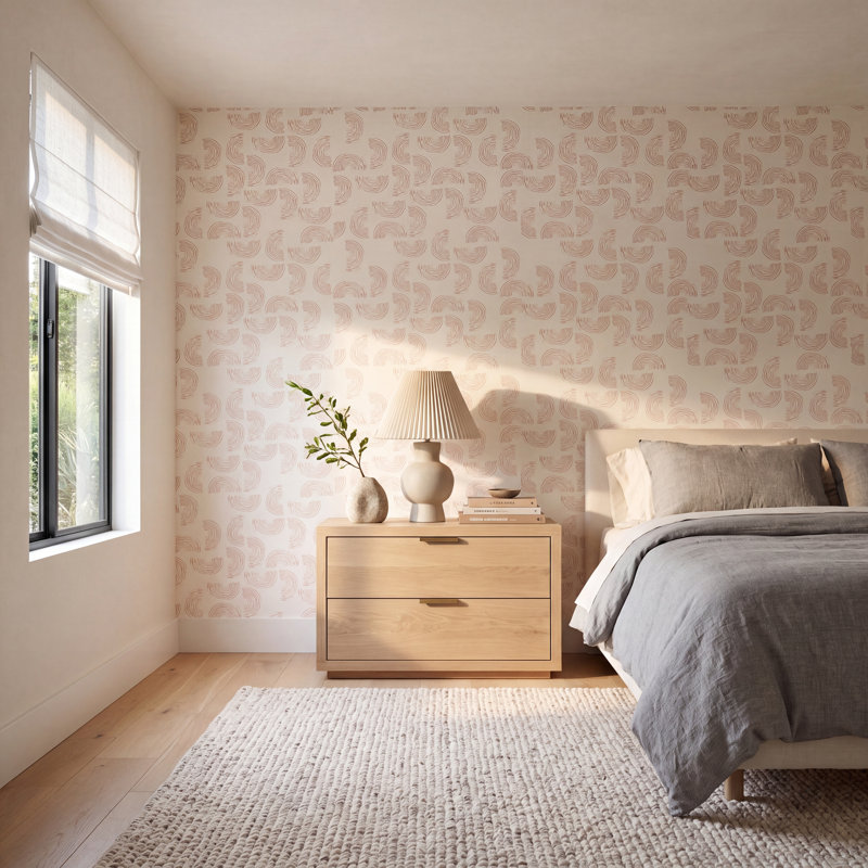 Schumacher x Caroline Z Hurley Quansoo Wallpaper, Coral Ivory