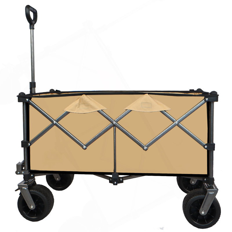 Chariot pliable pliable, chariot de plage pliable, Brun grisâtre