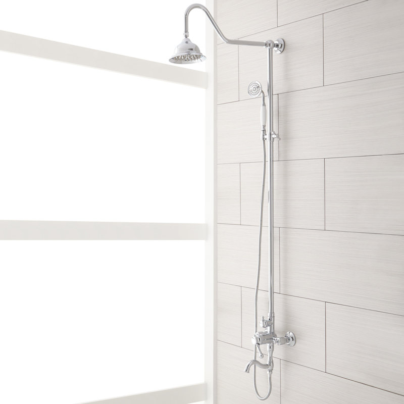 Dolwick Exposed Pipe Shower and Tub Faucet, Chrome