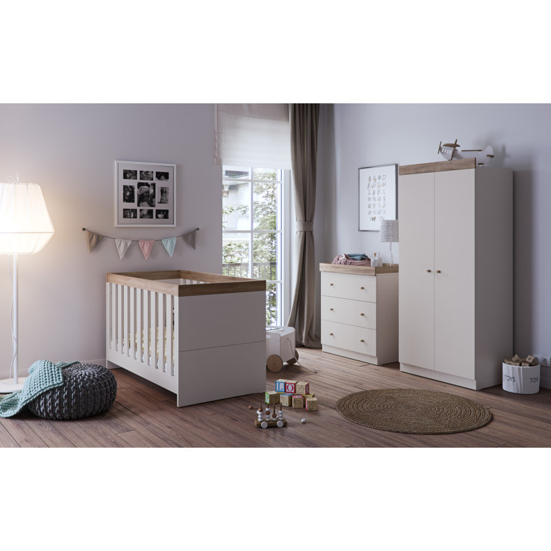 Little Acorns Burlington Cot Bed - Cashmere & Truffle Oak - 140 x 70cm, Cashmere/Truffle Oak