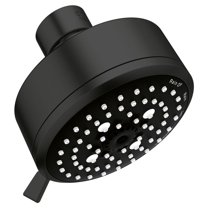 Pomme de douche fixe à 4 réglages Tempesta, Noir mat, 1,75 gallons par minute