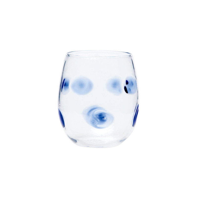 Drop Handmade Stemless Wine Glass, Blue