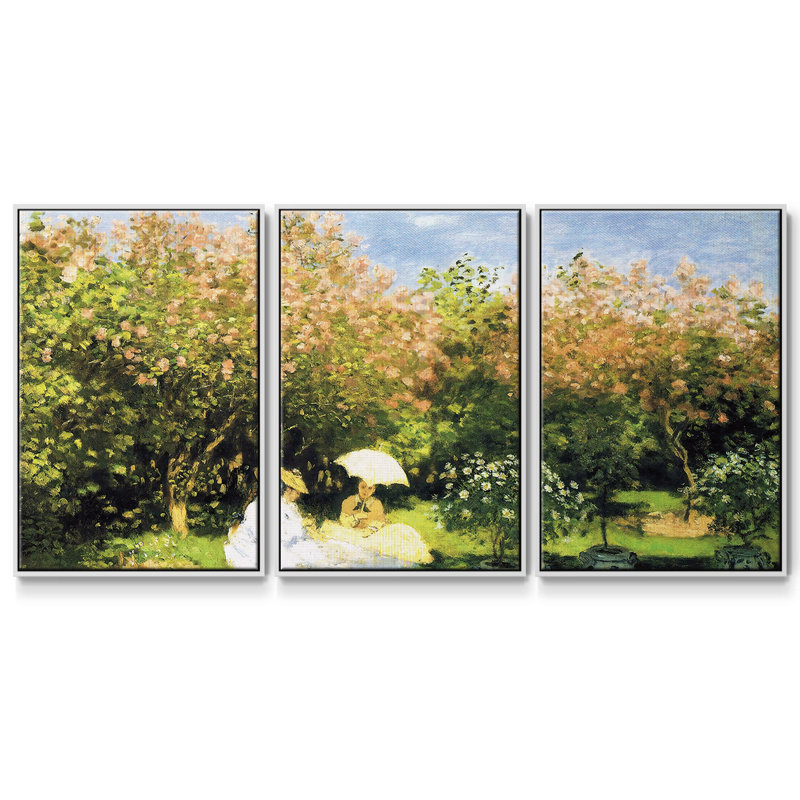 Le jardin, 1872 3 pièces, H 24 po x l 48 po x P 2 po, Blanc