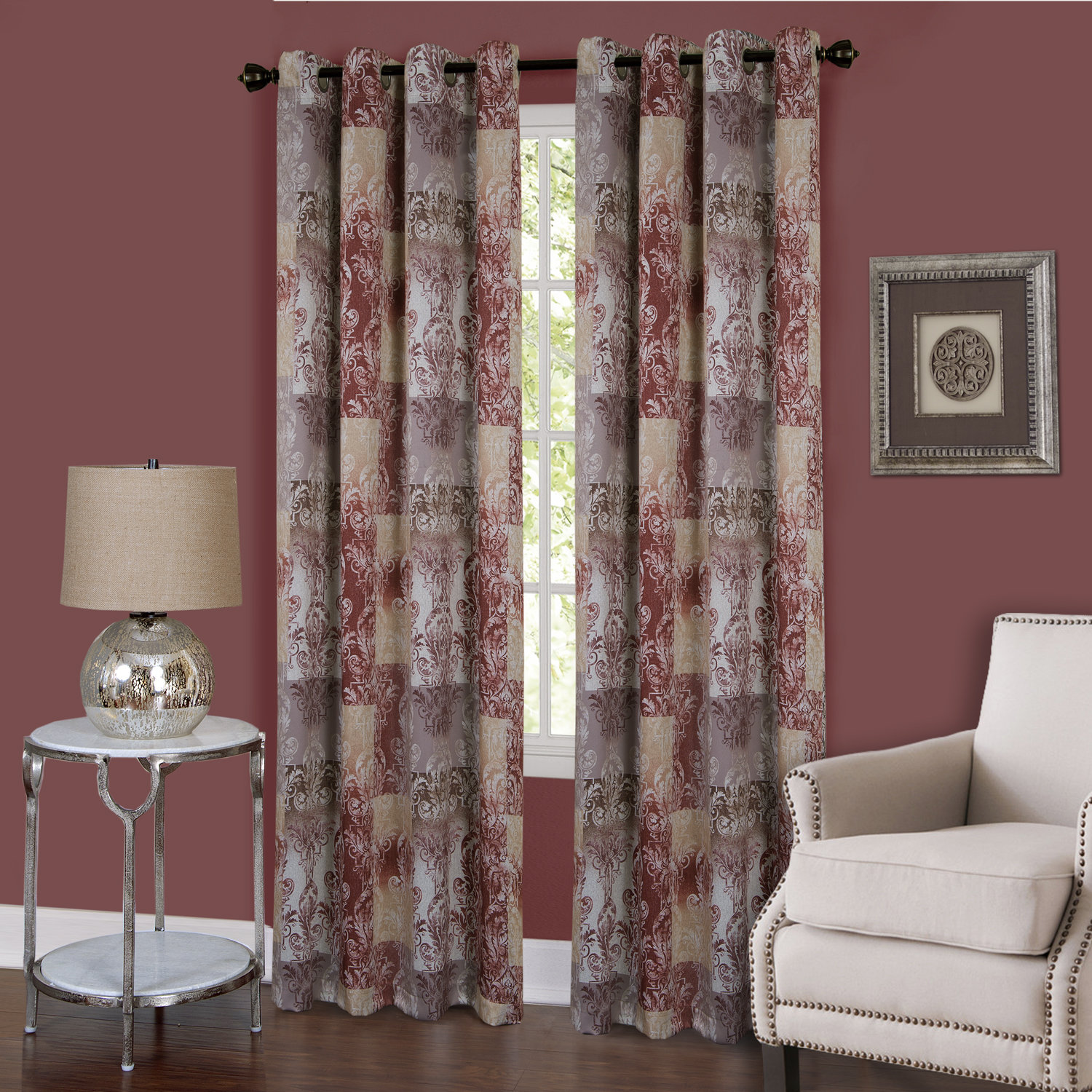 Winston Porter Kirschner Damask Room Darkening Thermal Grommet Single ...