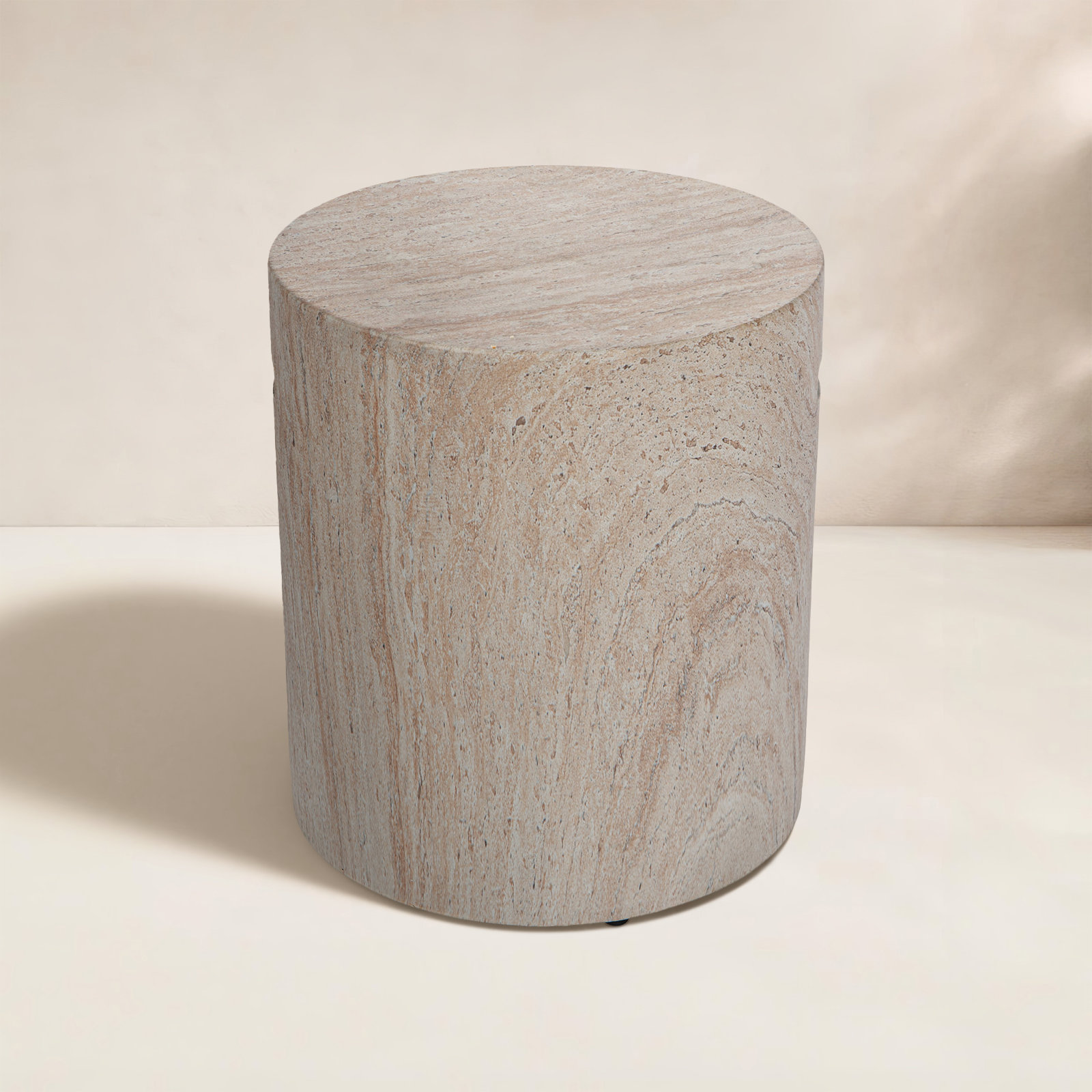 Sondra 16" Patio Side Table, Travertine