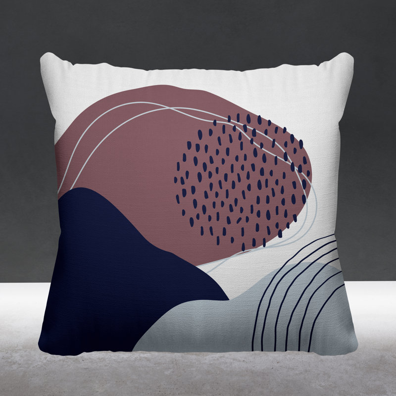 Coussin décoratif intérieur / extérieur Mid-Century Cyn, L 15 po x H 15 po, Mauve / bleu marine
