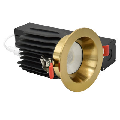Luxrite 3 In. LED Recessed Canless Light with Round Brass Interchangeable Trim, 5CCT, CRI90, 15/20W, 1450/2100LM, Dimmable, 60° Beam, Wet Rated