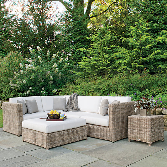 Sag Harbor Outdoor Ottoman, Sag Harbor Driftwood, Perigold Arigato Morning Glory
