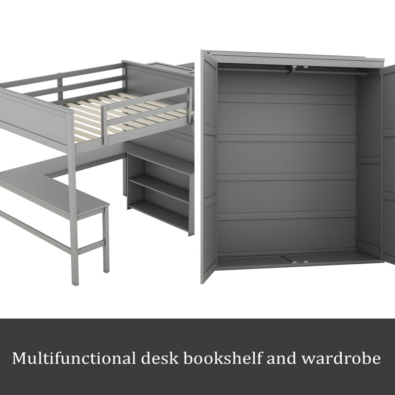 Lit mezzanine Joud Kids, Double, Gris