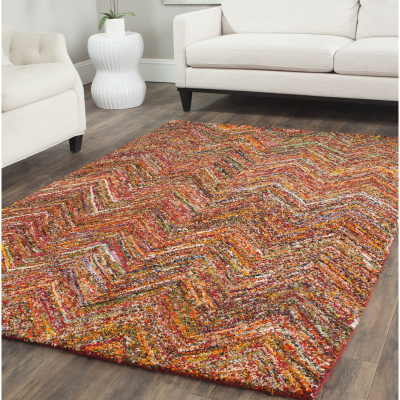 Sonata Chevron Cotton Hand Woven Area Rug, Rectangle 183 x 274 cm