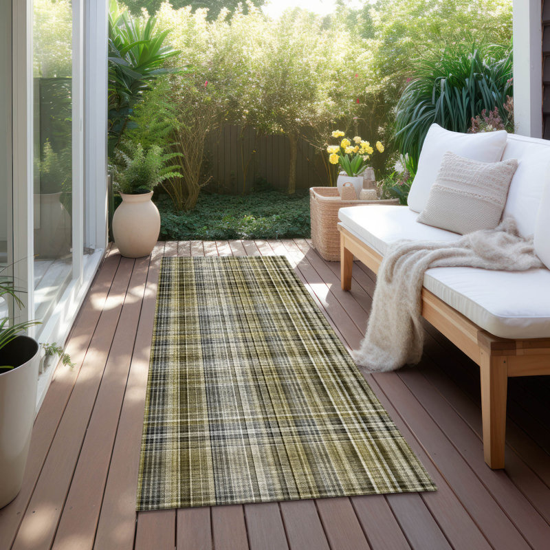 Altair Washable Plaid Indoor / Outdoor Rug, Runner 2'3" x 7'6"
