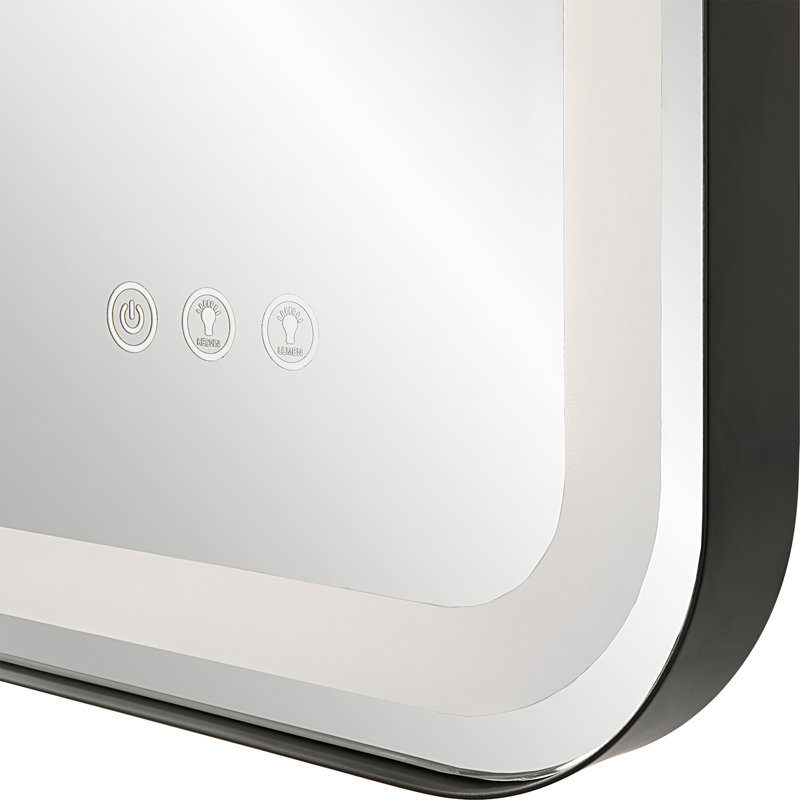 Mattia Rectangle LED Wall Mirror, Satin Black, 40" x 30"