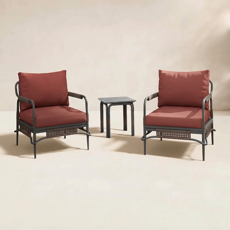 Hope 2 - Person Patio Conversation Set with Cushions, Dark Gray Frame/Canvas Henna Sunbrella Cushion