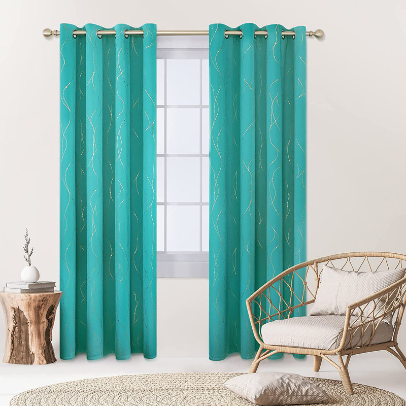 Kellea Room Darkening Curtain Pair, 52" W x 108" L, Turquoise