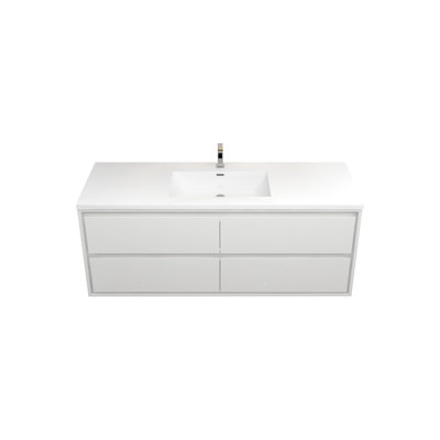 Meuble-lavabo mural Jack 60S en chêne fumé avec lavabo en acrylique renforcé