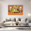 «Retro Couple's Sweet Escape Colorful Modern Retro Dog Architecture», reproduction d'art murale-129965566