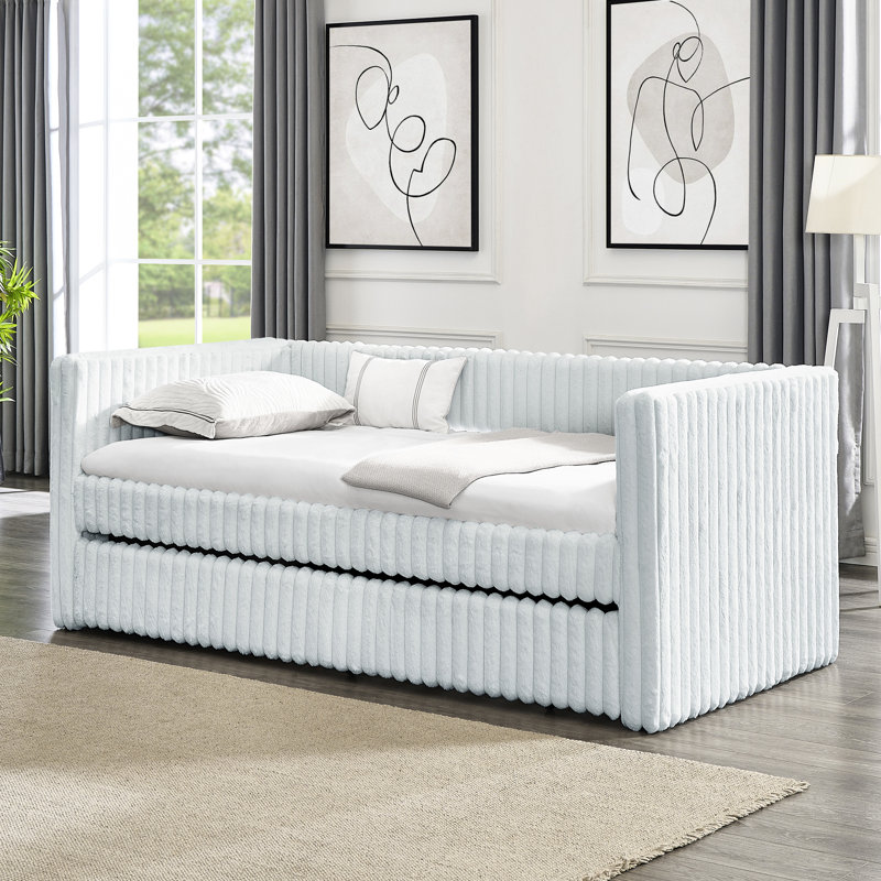 Lit de jour simple avec revêtement gris pour un confort accru, Gris clair