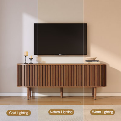 Meuble télé Mid-Century moderne cannelé