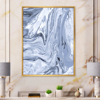 " Contemporary Grey Liquid Art Waves " Painting Print
