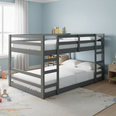 Lit superposé simple au-dessus de simple en bois massif avec échelle pour garçons et filles