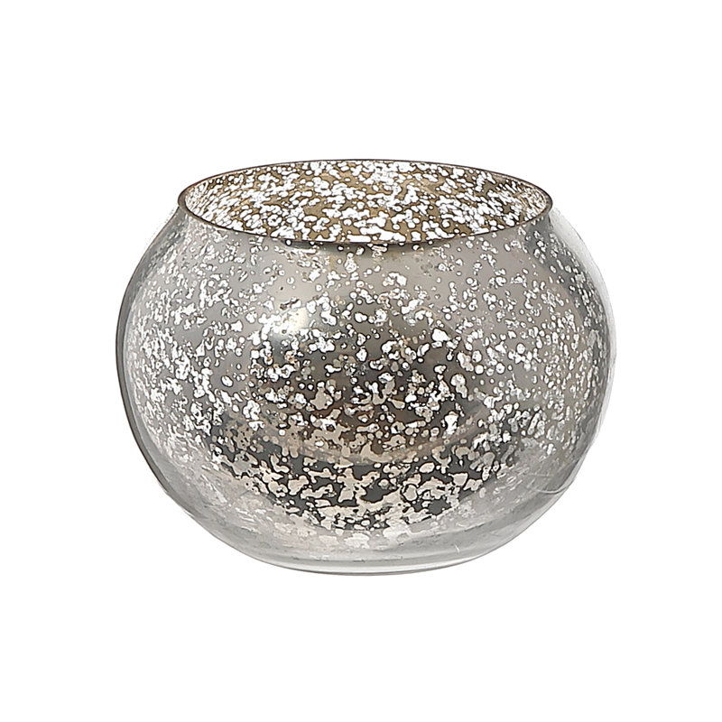 Ih Casadecor 4'' H Mercury Glass Tabletop Tealight Holder, Silver