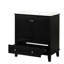Meuble-lavabo de 30 po avec lavabo en céramique - bois massif noir et planche, armoire moderne, tiroir fonctionnel et tablette réglable