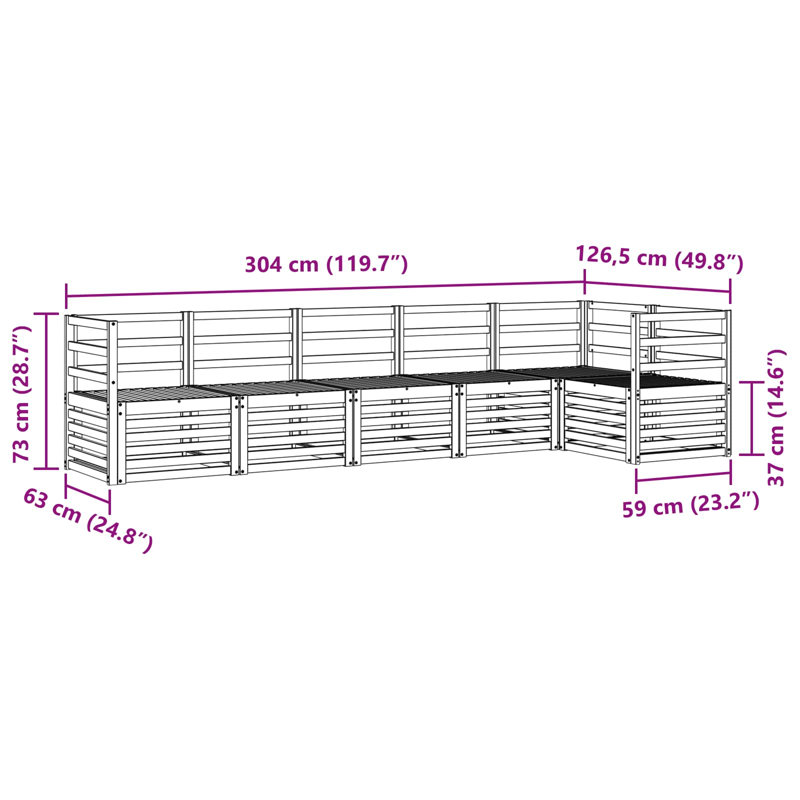 304cm Wide Patio Sectional Set