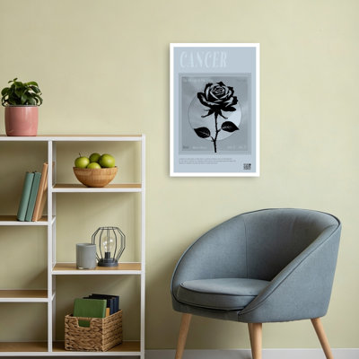 Cancer In Bloom Elegant Modern Vintage Crab Rose Flower Landscape Wall Art Print