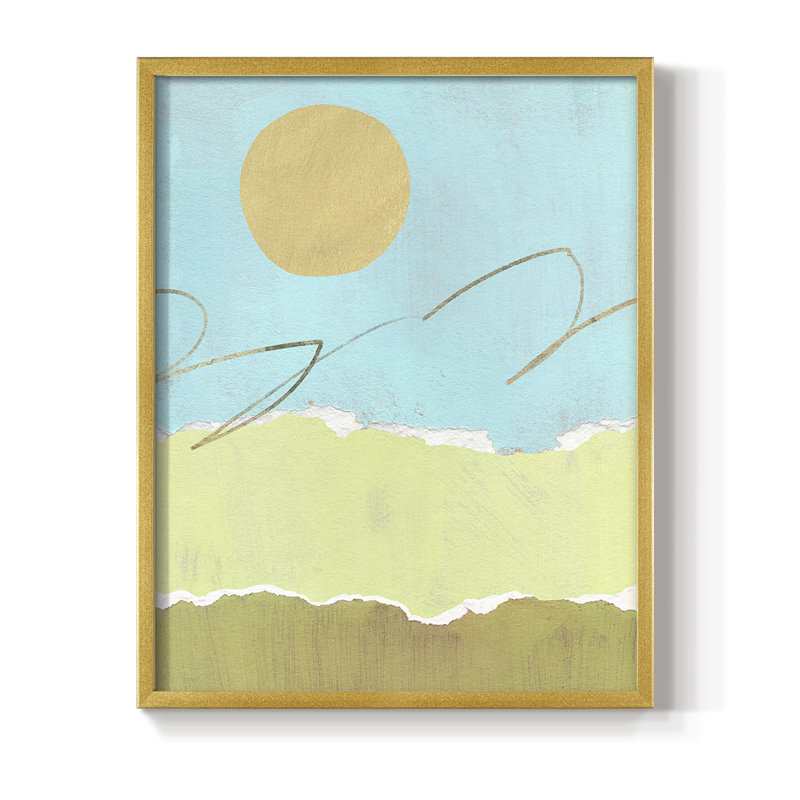 «Green and Gold Pcied Landscape I», reproduction encadrée - bois massif