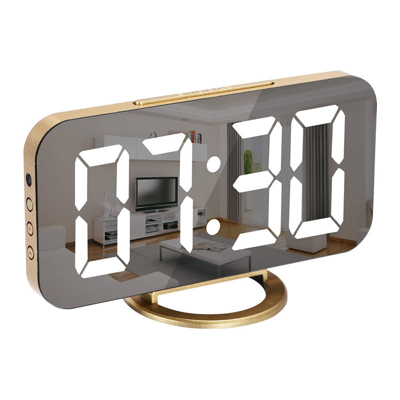 Réveil-matin numérique à surface dorée Elegant, Gold