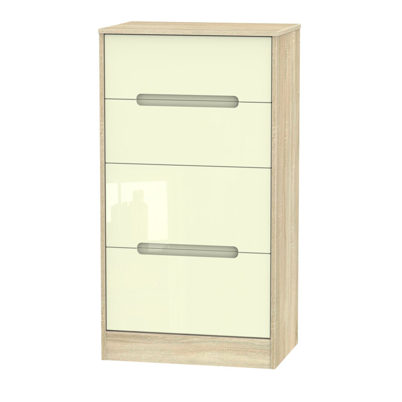 Fully Assembled Vernon 4 Drawer Chest, Cream Gloss/Black