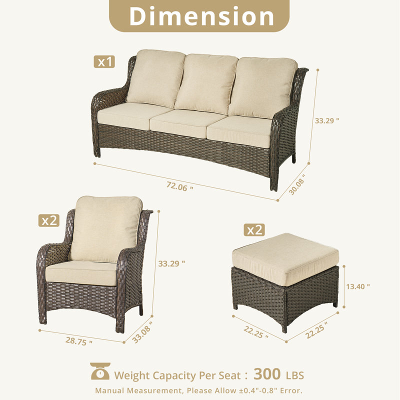 Melanson 5 - Person Patio Conversation Set with Cushions, Beige