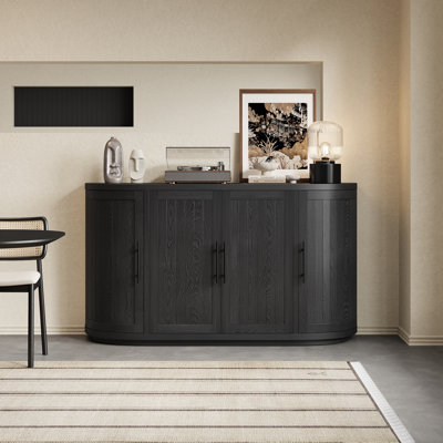 Nora Modern Ash Veneer 4-Door Sideboard With Metal Handles