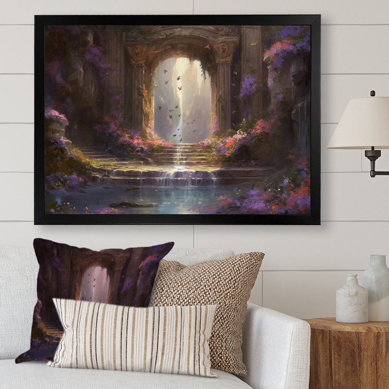 Naylen Under Water Cave Oasis sur toile, Cadre photo noir, H 12 po x l 20 po x P 1 po