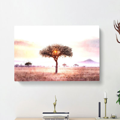 Lone Tree In The Serengeti In Tanzania - Wrapped Canvas