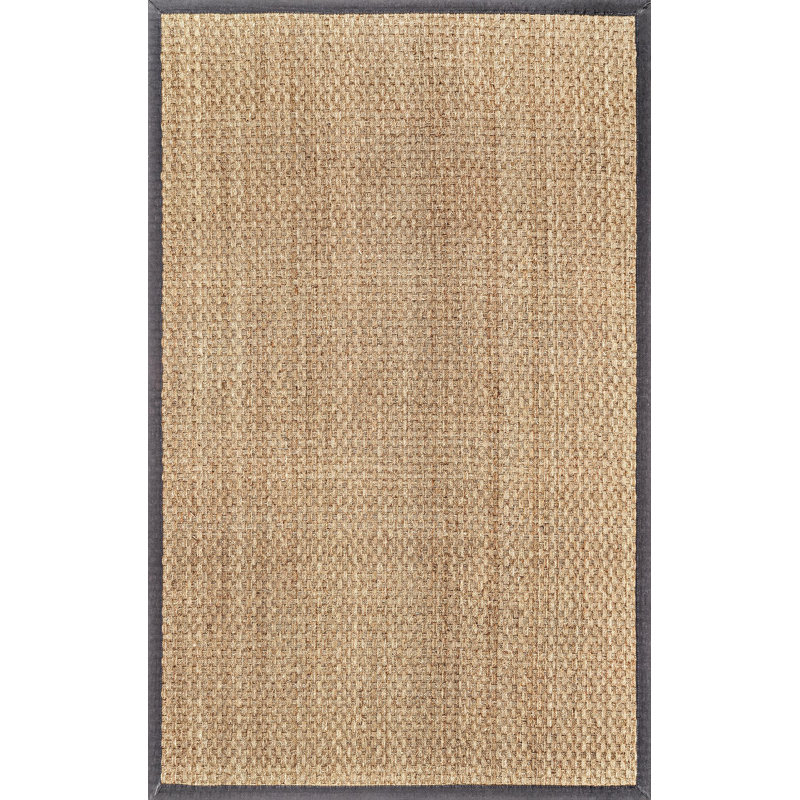 Belz Checkered Weave Seagrass Indoor/Outdoor Dark Gray Rug, Rectangle 5' x 8'