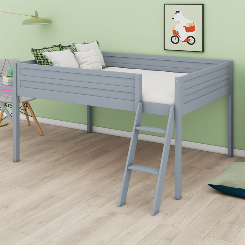 Lit mezzanine en bois avec bureau et DEL, Double
