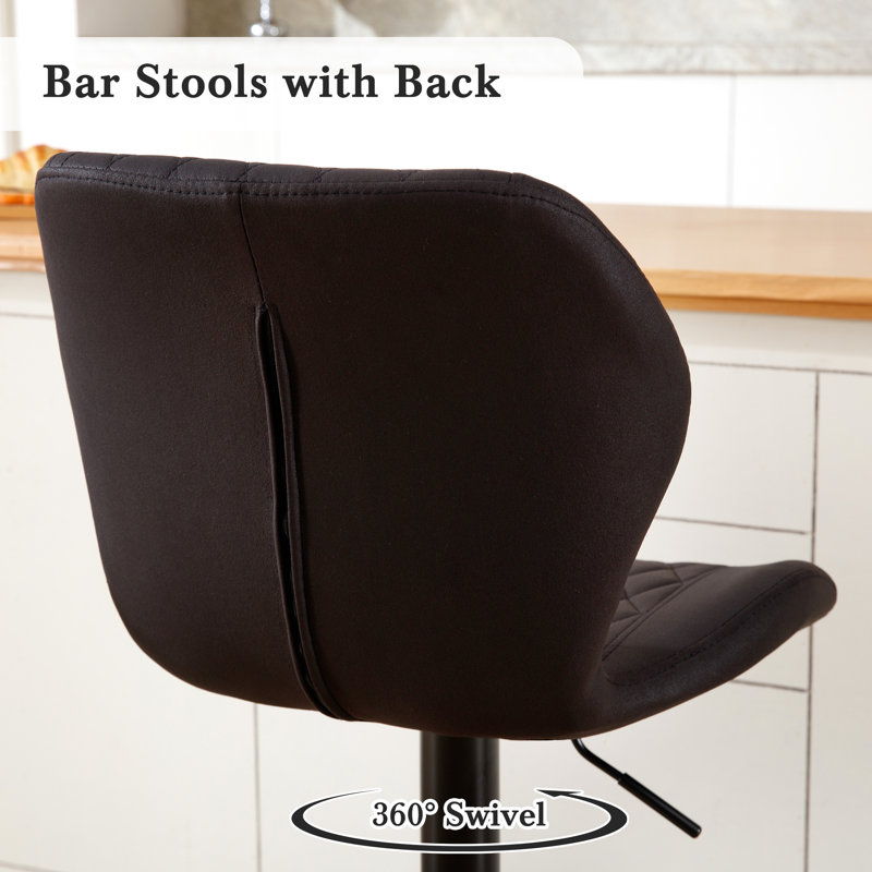Tabouret de bar pivotant à hauteur réglable, Noir, 6