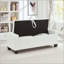 Repose-pieds avec rangement capitonné en similicuir 48 po - Ivoire-129894683-129894685
