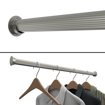 Satin Aluminum Round Ridged 22.5" Hanging Closet Rod