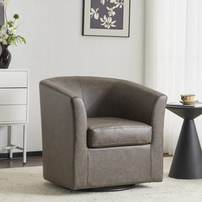 Fauteuil demi-tonneau pivotant en similicuir