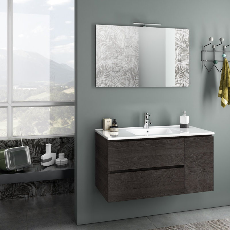 Sally 1000mm Single Bathroom Vanity with Integrated Ceramic Basin, Black